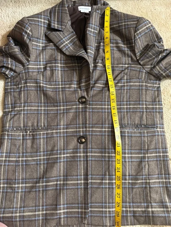 Lovers + Friends Plaid Brown Oversized Blazer Jacket - Women's size small - Picture 13 of 16